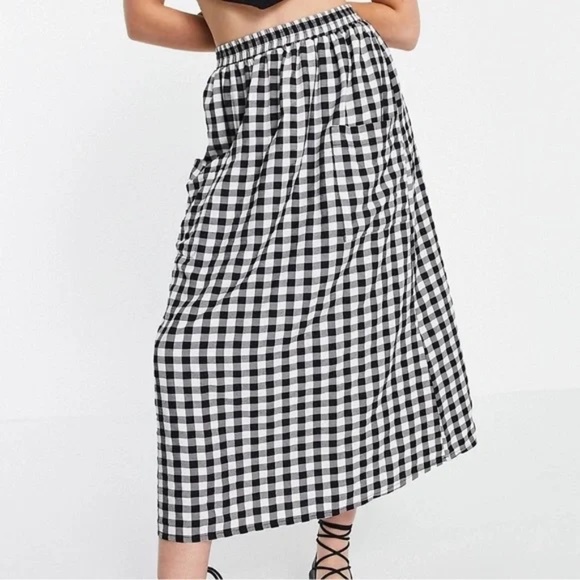 ASOS Plaid Gingham Maxi Skirt with Pockets - Picture 3 of 7